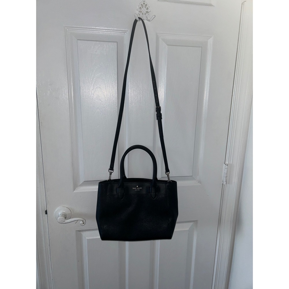 Kate Spade New York Black Saffiano Leather Crossbody Satchel Bag WKRU5857